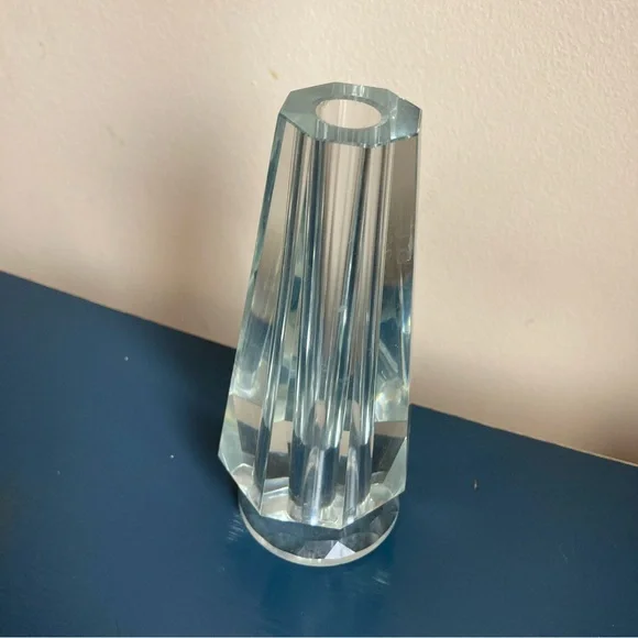Vintage Clear Crystal Glass Decorative Vase Flower Bud Vase - Home Accents - Picture 7 of 9